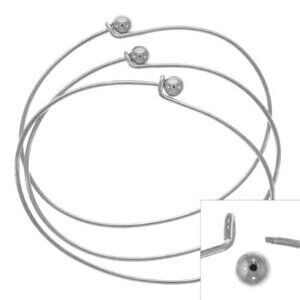 32 Nickel Plated Wire Beading Bangle Bracelets with Ball---Add-A-Bead BWE68SP---